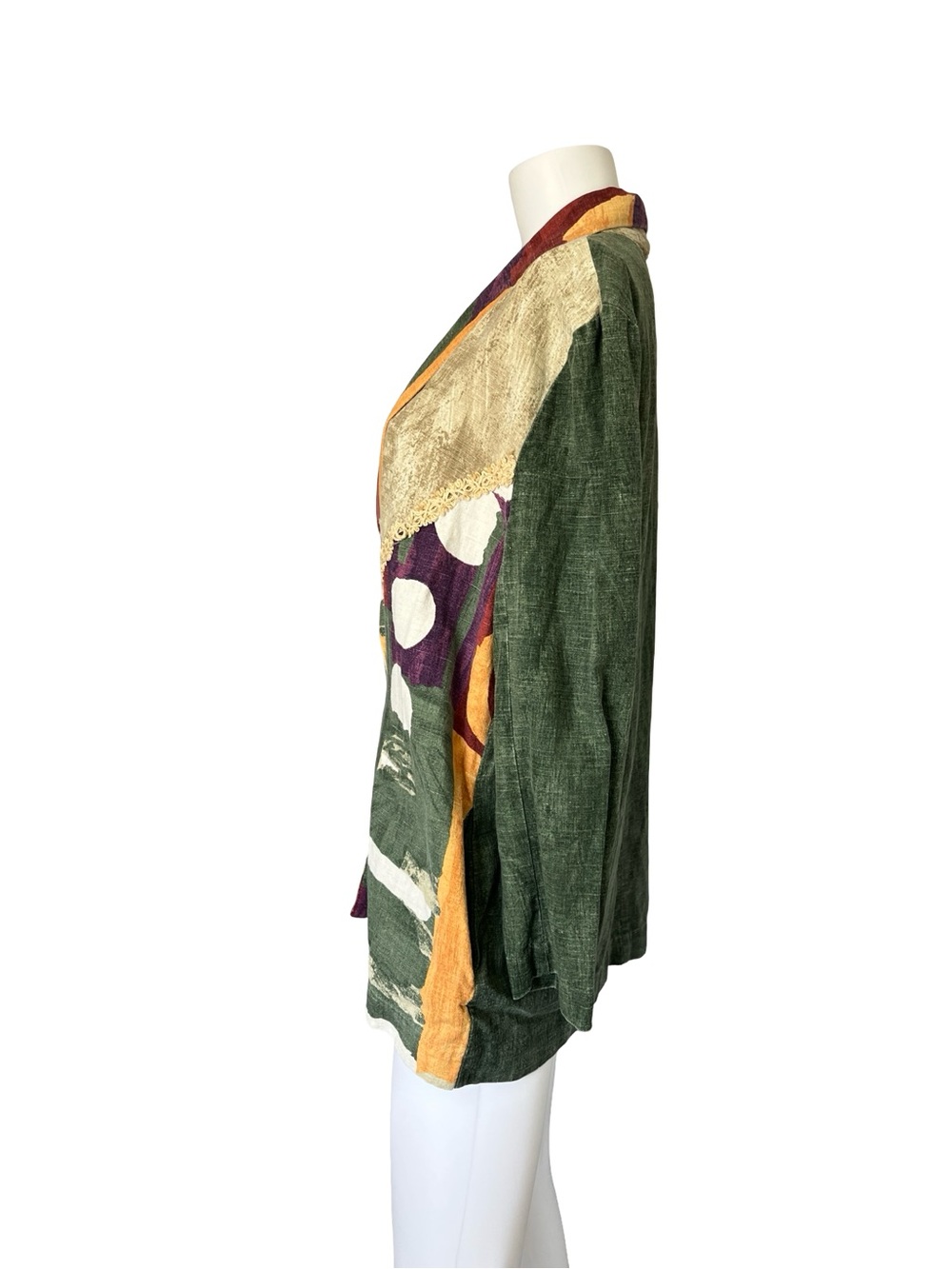 Vintage Sunny Sport Coat Artsy Art to Wear Cotton Flax Colorful Womens Size 10 - Picture 3 of 10